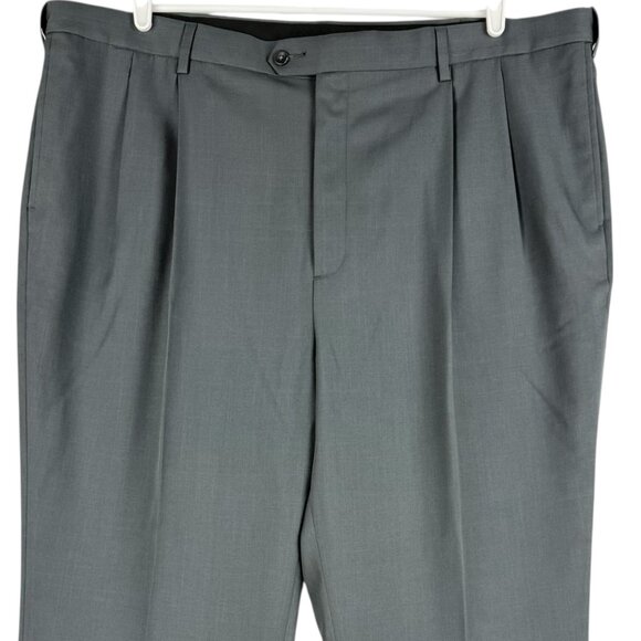 Savane Men's Comfort Waist Straight Pleated Rolled Cuff Charcoal Pants 46x30 NWT - Picture 3 of 13